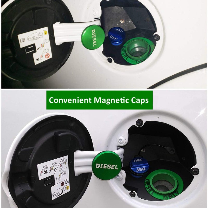 JOJOY LUX Diesel Fuel Cap for Dodge Ram, Aluminum Factory Combo Pack - Magnetic Diesel Fuel Cap & DEF Cap for RAM 1500 2500 3500 Trucks (2013-2019) - Image 5